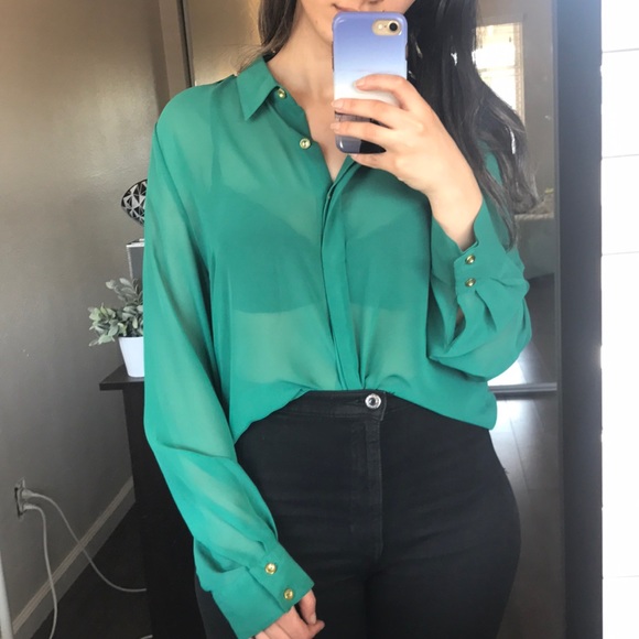 Green Sheer Blouse - Picture 1 of 4